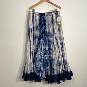 Life Style Boho Crinkle Tie Dye Skirt 1X